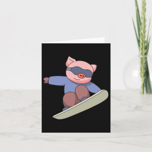 Pig Snowboarding Ski Sports Winter Card