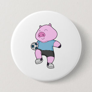 Pig Soccer player Soccer 7.5 Cm Round Badge