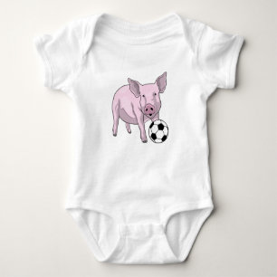 Pig Soccer player Soccer Baby Bodysuit