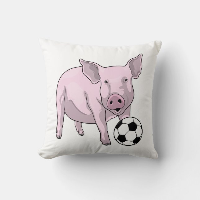 Pig Soccer player Soccer Cushion (Front)