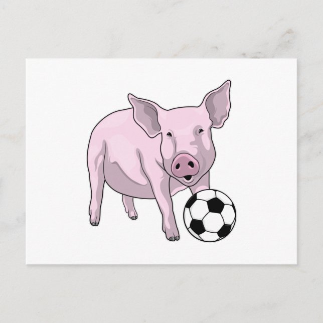 Pig Soccer player Soccer Postcard (Front)