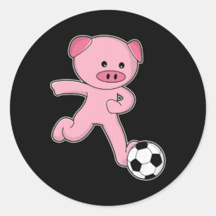 Pig Soccer Player Soccer Sports  Classic Round Sticker