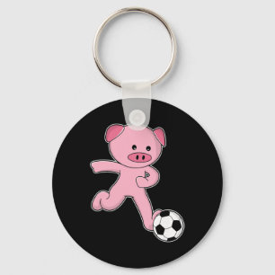 Pig Soccer Player Soccer Sports Key Ring