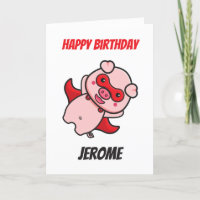 Pig superhero kids superhero birthday cards