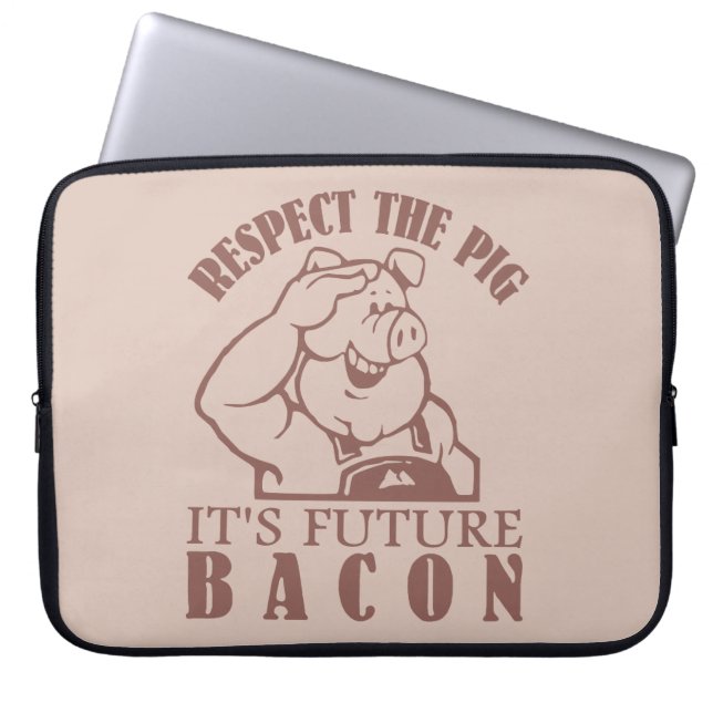 PIG TO BACON custom colour laptop sleeve (Front)