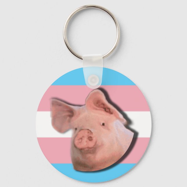 Pig trans pride Keychain (Front)