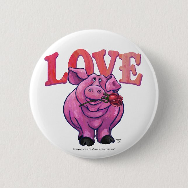 Pig Valentine's Day 6 Cm Round Badge (Front)