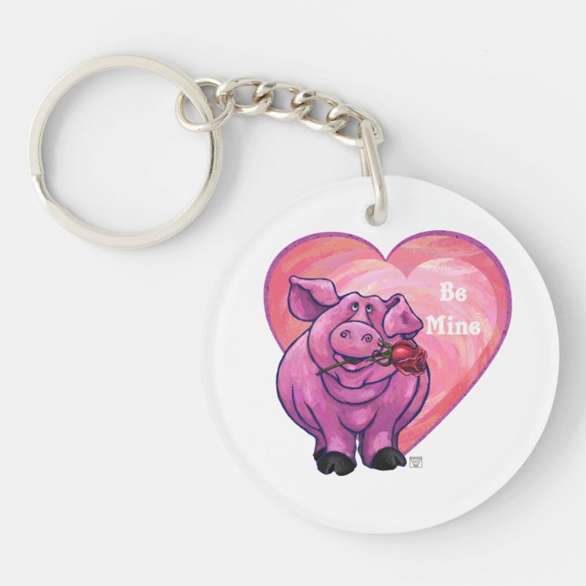 Pig Valentine's Day Key Ring (Front)