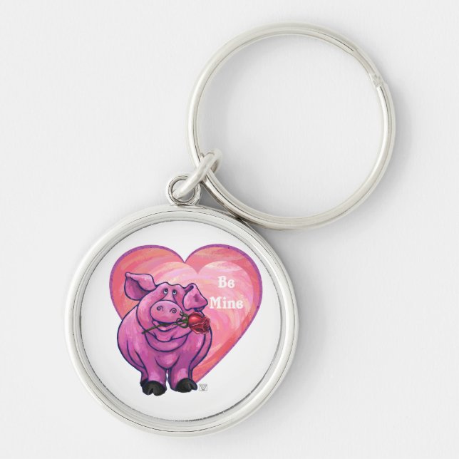 Pig Valentine's Day Key Ring (Front)