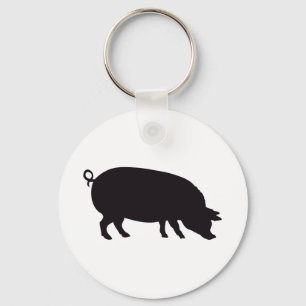 Pig Vintage Wood Engraving Key Ring