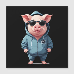 Pig Wearing Hoodie Funny Cool Animal Character Art