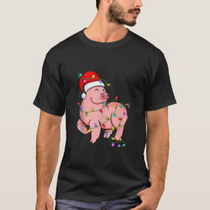Pig Wearing Santa Hat Christmas Funny Pig Lover Xm T-Shirt