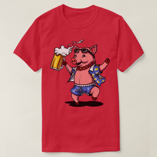 Pig Wine Drinking Lover Funny Farm Pork T-Shirt (Design Front)