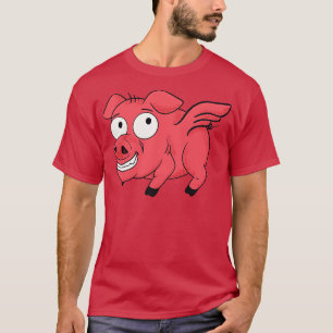 Pig Wings Retro toon Funny Flying Piglet BBQ T-Shirt