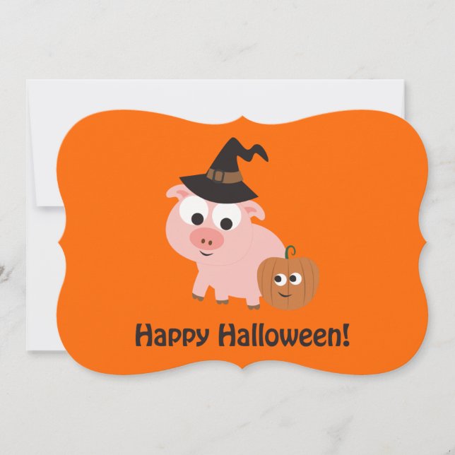 Pig Witch Halloween Party Invitation (Front)