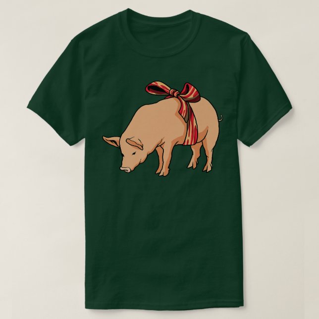 Pig With A Bacon Bow - BBQ Barbecue Breakfast Baco T-Shirt (Design Front)
