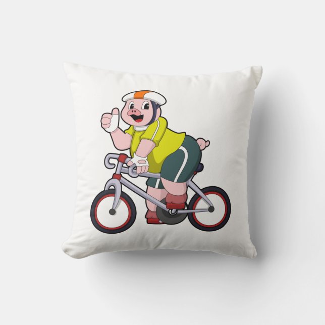 Pig with Bicycle & Helmet Cushion (Front)
