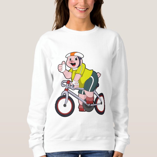 Pig with Bicycle & Helmet Sweatshirt (Front)