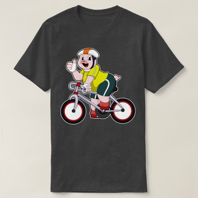 Pig with Bicycle Helmet T-Shirt (Design Front)