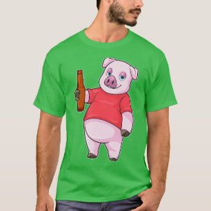 Pig with Bottle of Beer T-Shirt