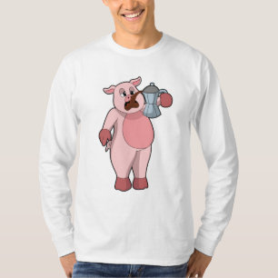 Pig with Coffee pot T-Shirt