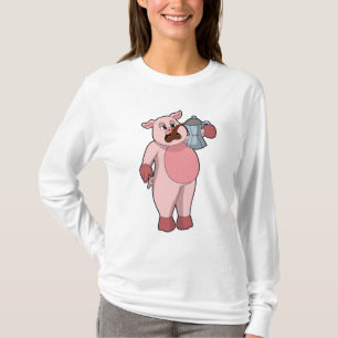 Pig with Coffee pot T-Shirt