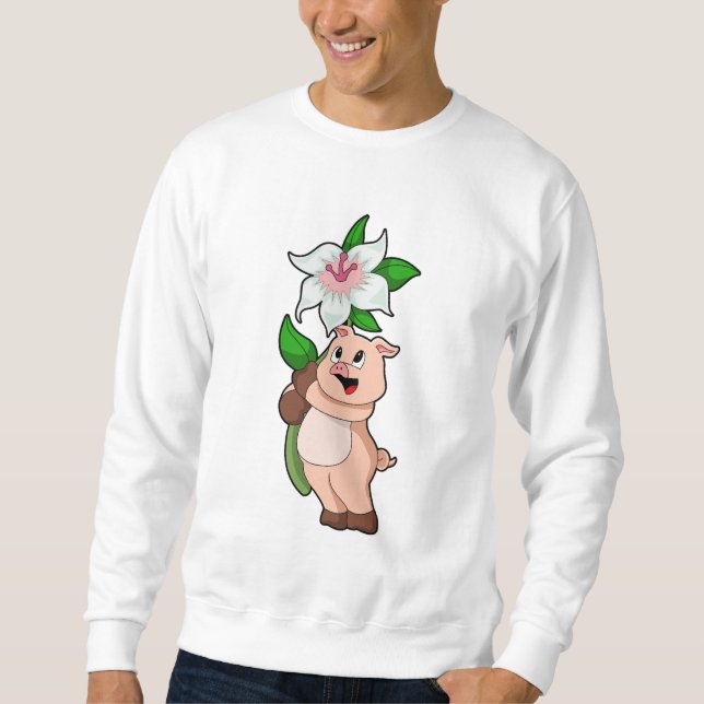 Pig with Flower Lily Sweatshirt (Front)
