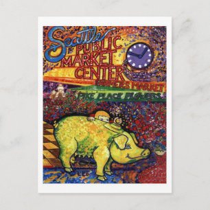 Pig with Flowers Postcard