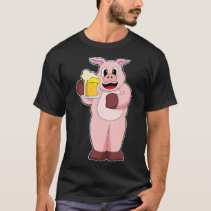 Pig with Glass of Beer T-Shirt