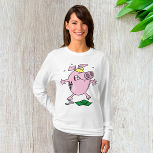 Pig With Money Womens Long-Sleeve T-Shirt