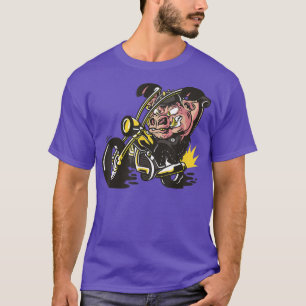 Pig with pimple cover as a rocker on chopper motor T-Shirt