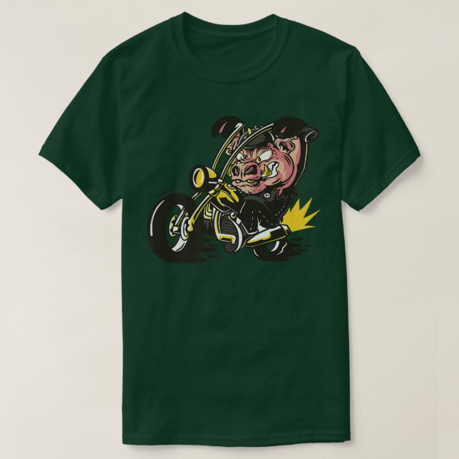Pig with pimple cover as a rocker on chopper motor T-Shirt (Design Front)
