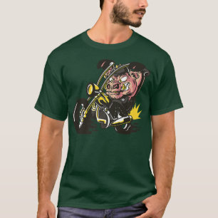 Pig with pimple cover as a rocker on chopper motor T-Shirt