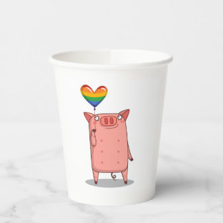 Pig With Rainbow Balloon Paper Cups