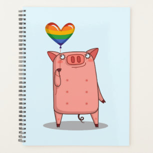 Pig With Rainbow Balloon Planner