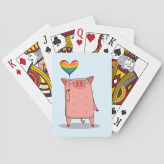 Pig With Rainbow Balloon Playing Cards