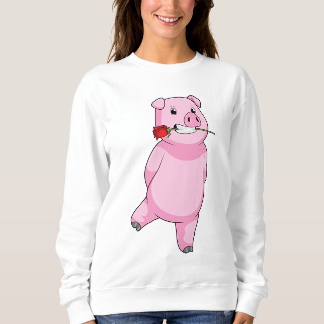 Pig with Rose Flower Sweatshirt (Front)