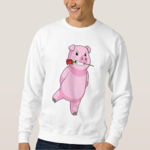 Pig with Rose Flower Sweatshirt