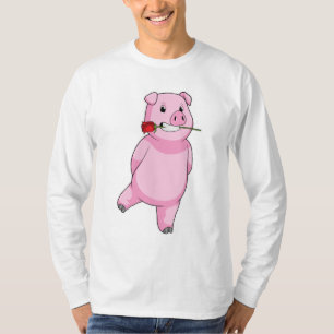 Pig with Rose Flower T-Shirt