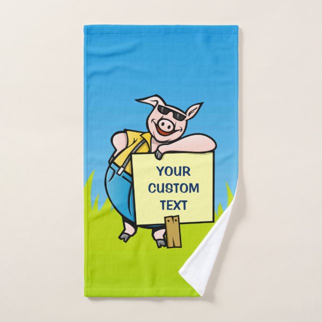 Pig with Sign Bath Towel Set (Hand Towel)
