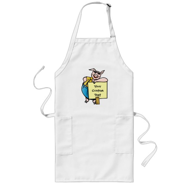 Pig with sign long apron (Front)