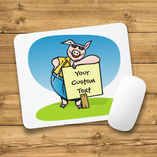 Pig with sign mouse pad