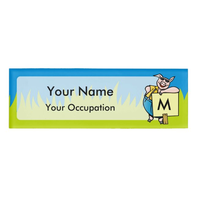 Pig with sign name tag (Front)