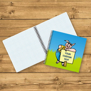 Pig with sign notebook