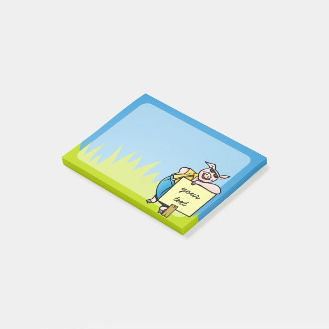 Pig with Sign Post-it Notes (Angled)