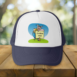 Pig with sign trucker hat