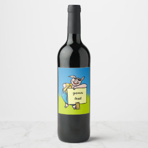 Pig with Sign Wine Label