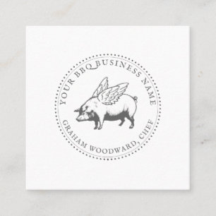Pig With Wings BBQ Barbecue Square Business Card