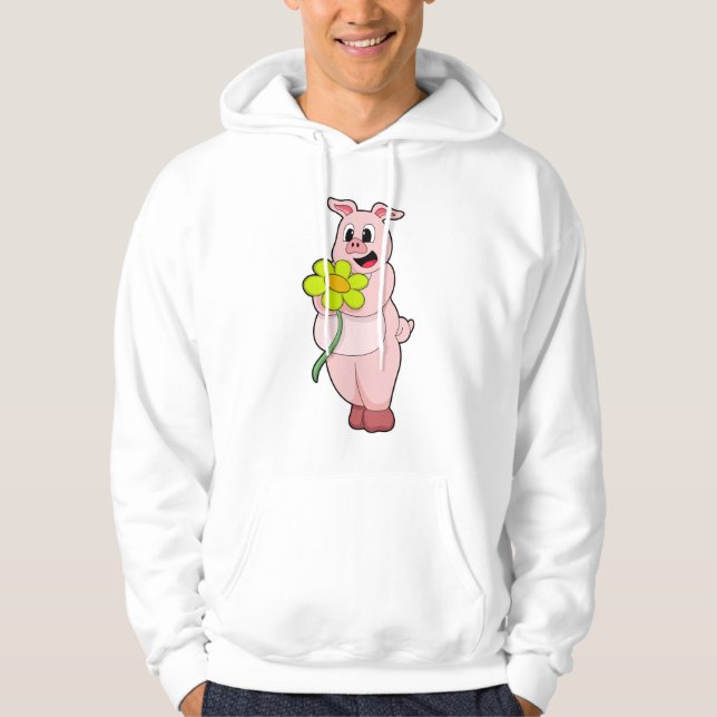 Pig with yellow Flower Hoodie (Front)