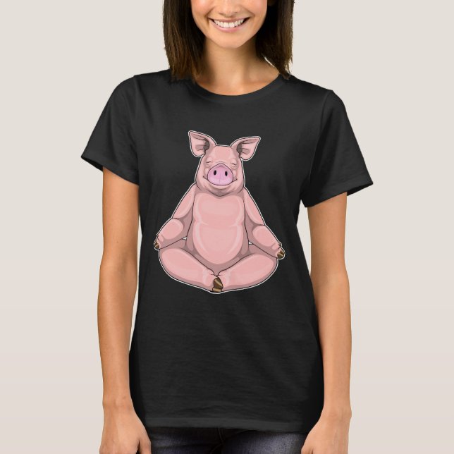 Pig Yoga Fitness Meditation T-Shirt (Front)